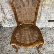 Chaise ancienne style louis xv merisier + assise cannée vintage