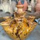 Vase sculpture en tamegroute jaune tachetée emaillée abstraite