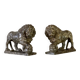 Pair of Medici lions in alabaster, Italy 19th century