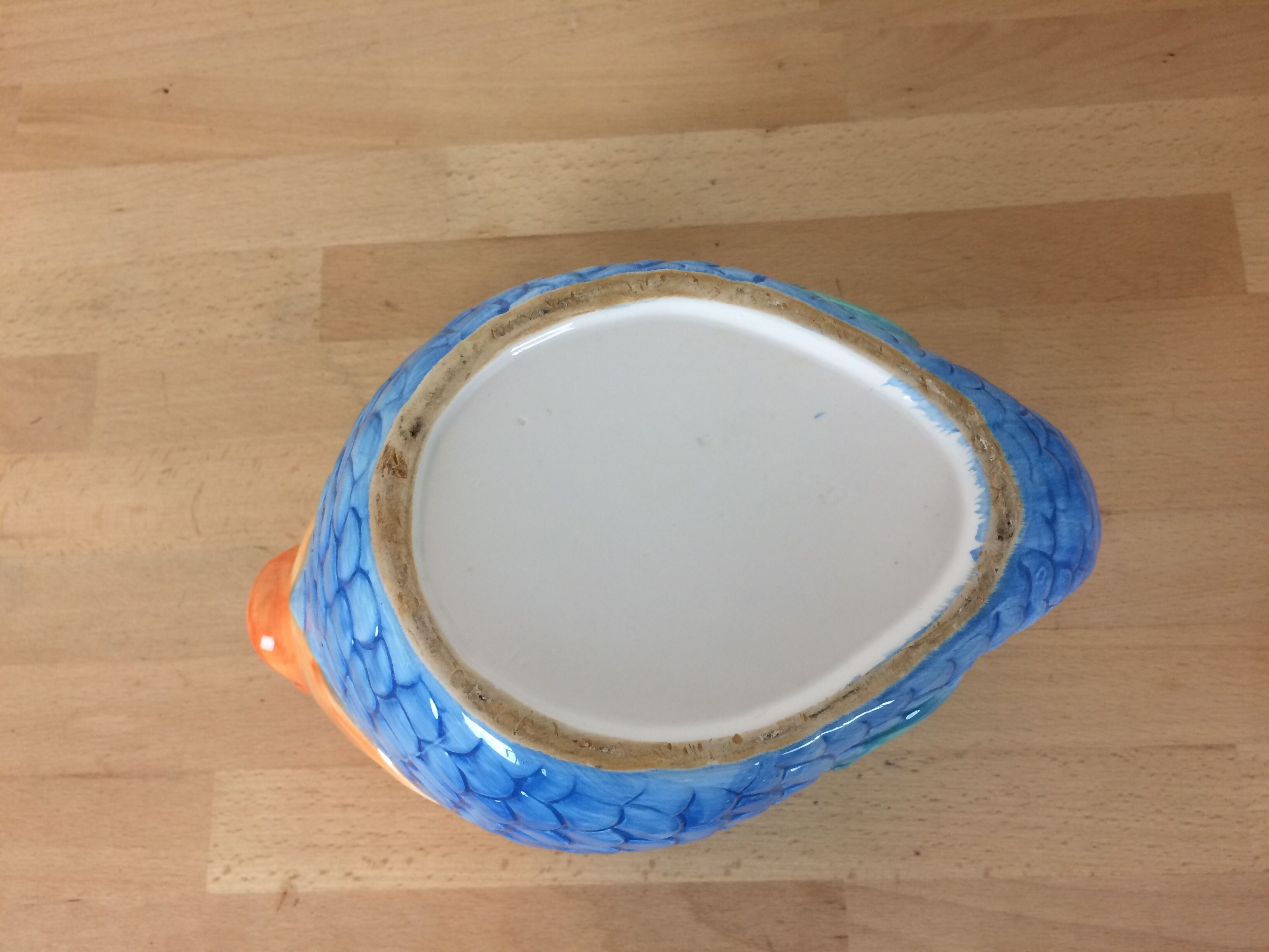 Pitcher fish zoomorphic barbotine