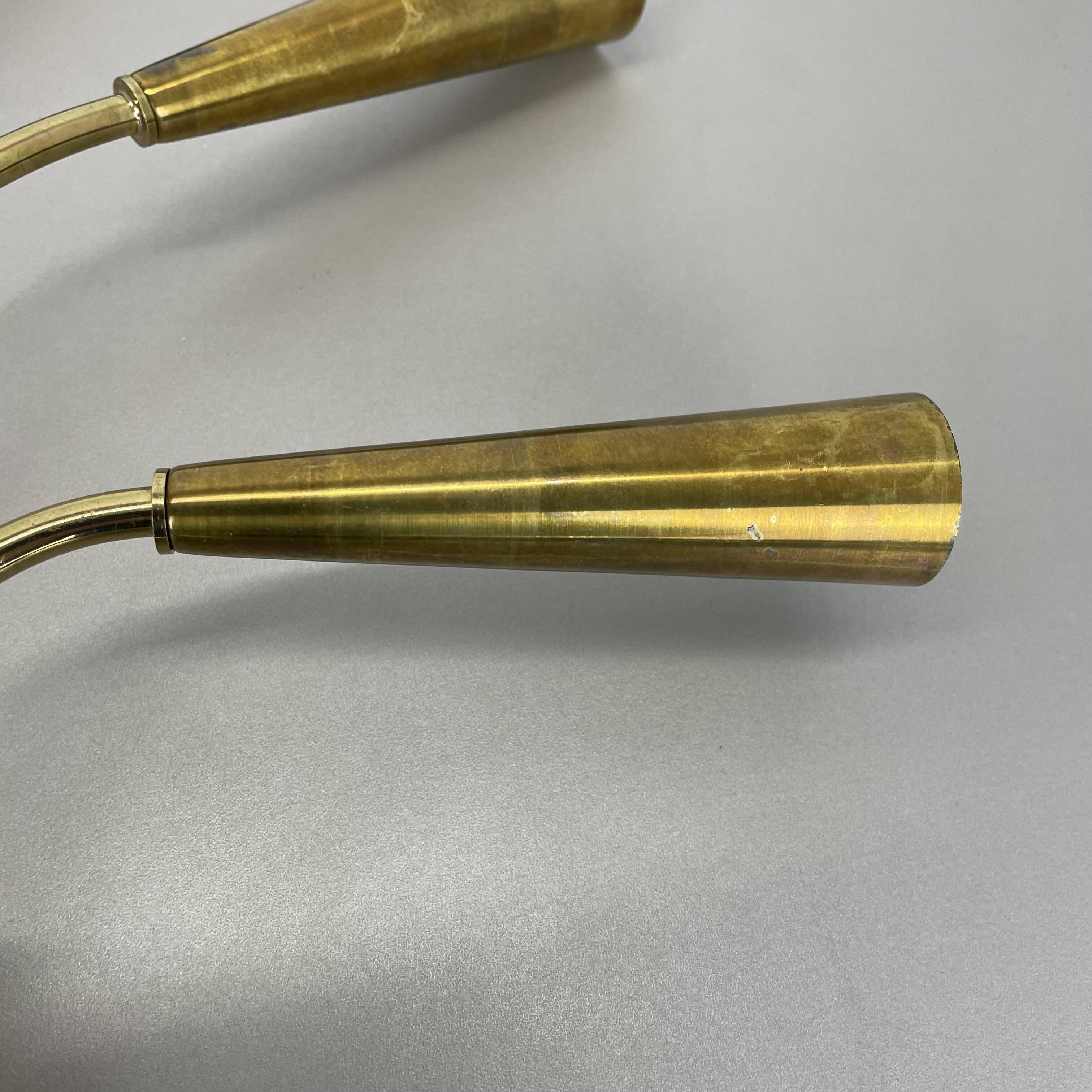 rare minimalist 53cm Brass Stilnovo Style Theatre Wall Light Sconce, Italy 1950s