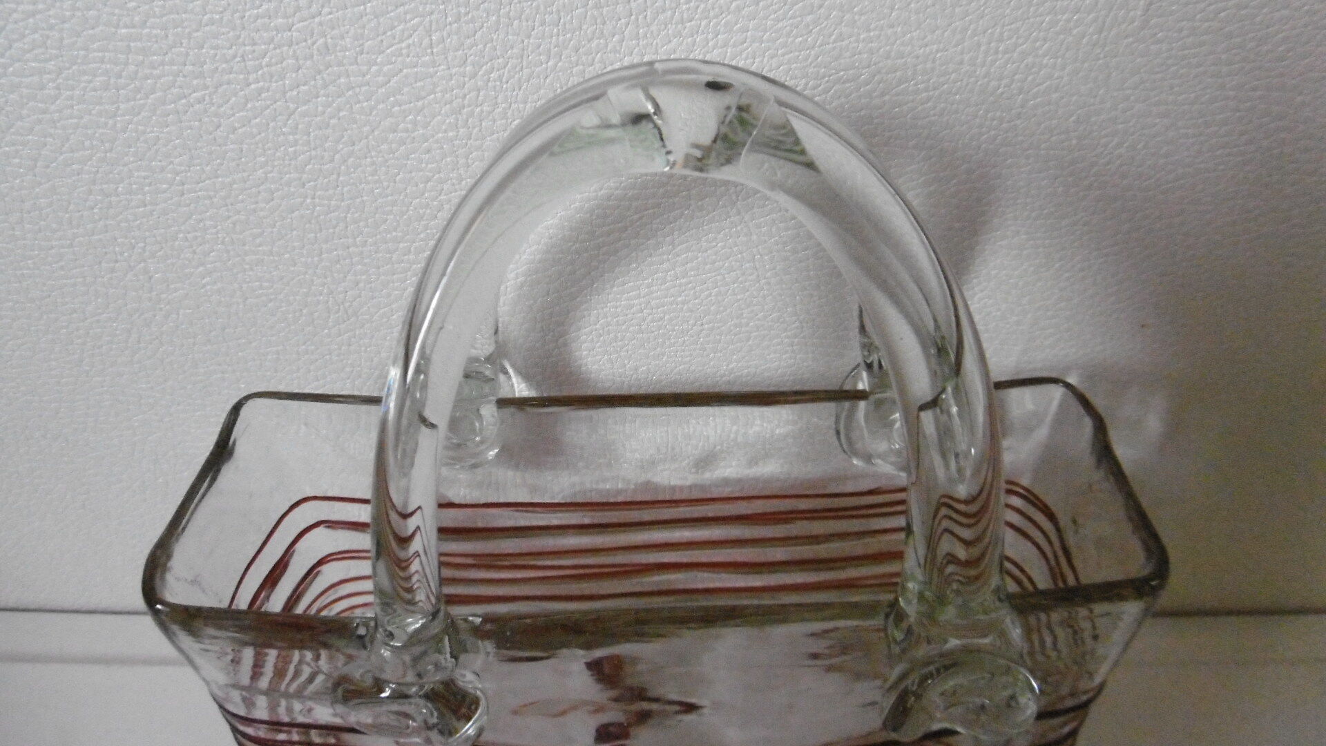 Vintage blown glass basket vase