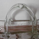 Vintage blown glass basket vase