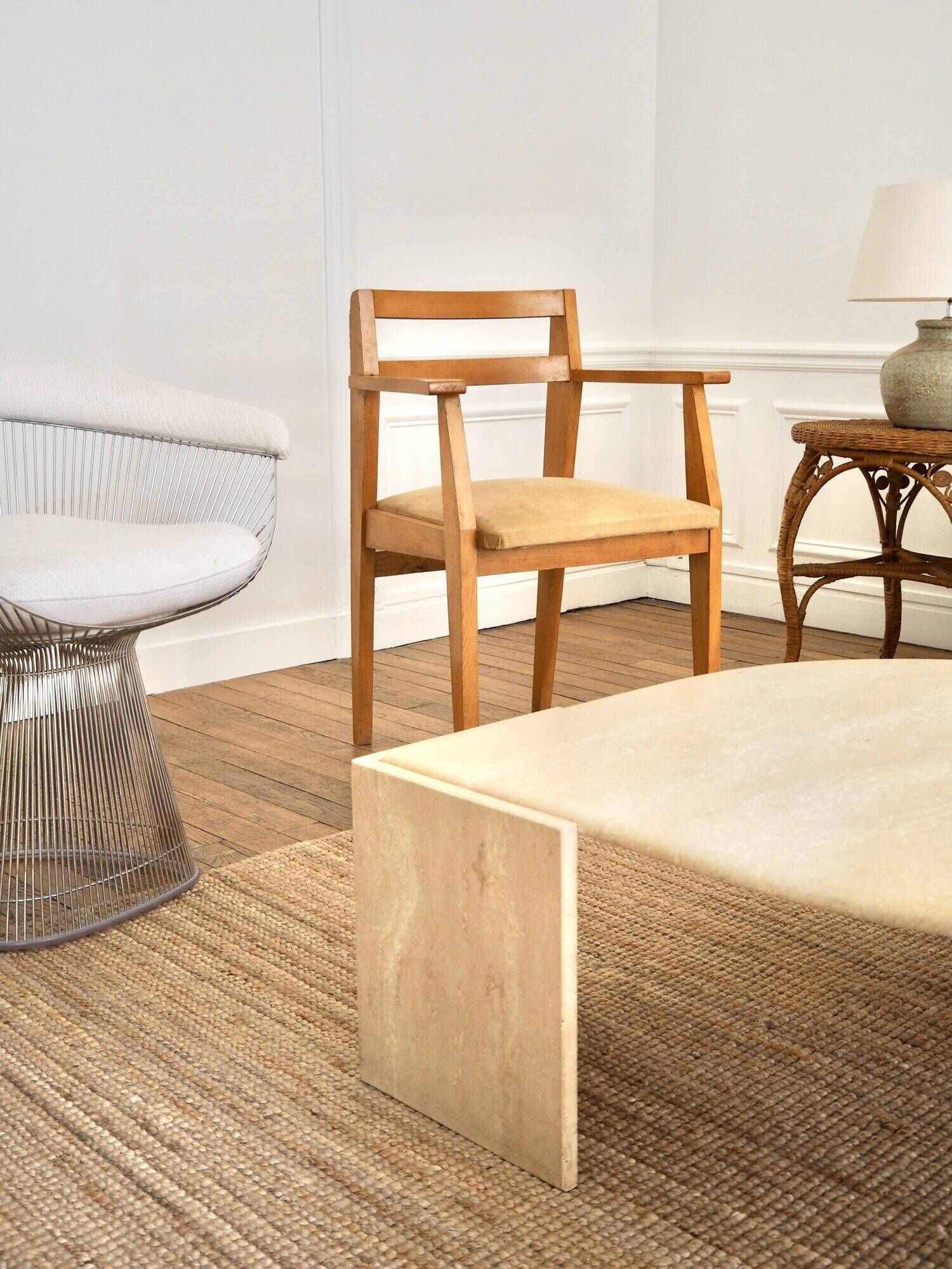 Mid-century armchair in blonde beech