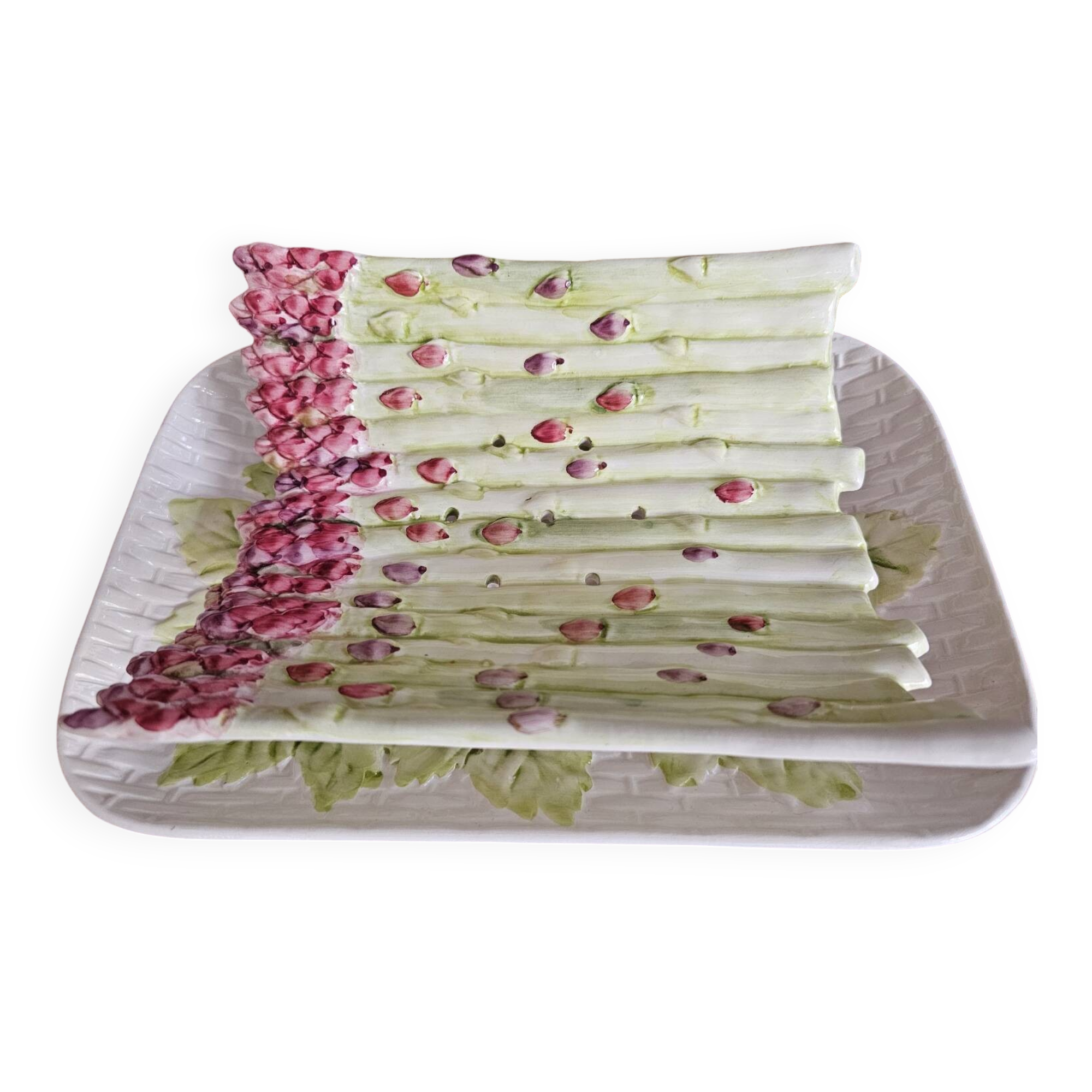 Asparagus dish and drainer in slip