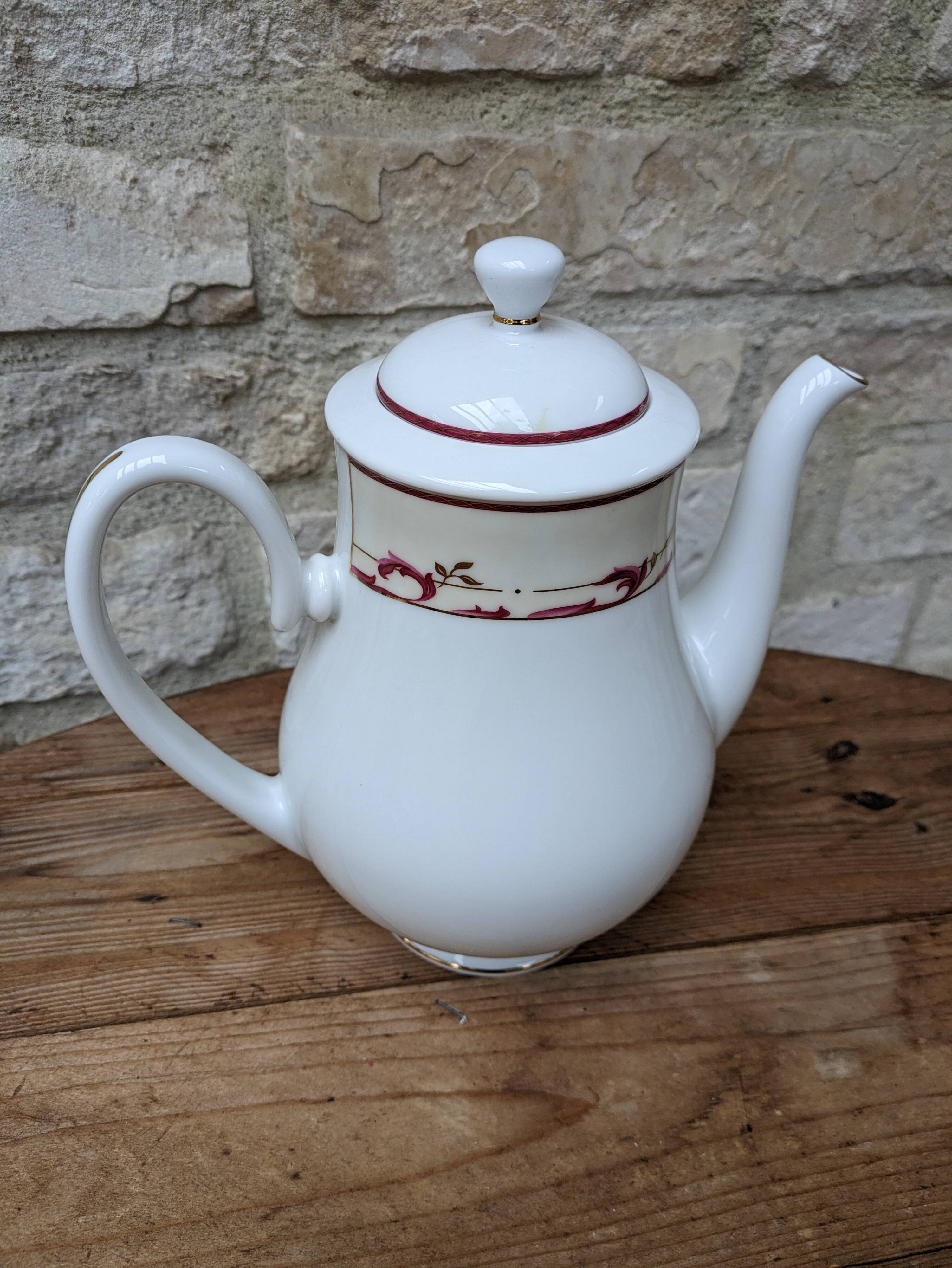 Guy Degrenne Limoges porcelain coffee pot sample with gilding
