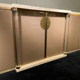Lacquered, travertine and plexiglass sideboard, Belgo Chrom, 1970s