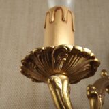 Double bronze wall light, vintage French traditional style, scrolled arms 5097.