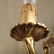 Double bronze wall light, vintage French traditional style, scrolled arms 5097.