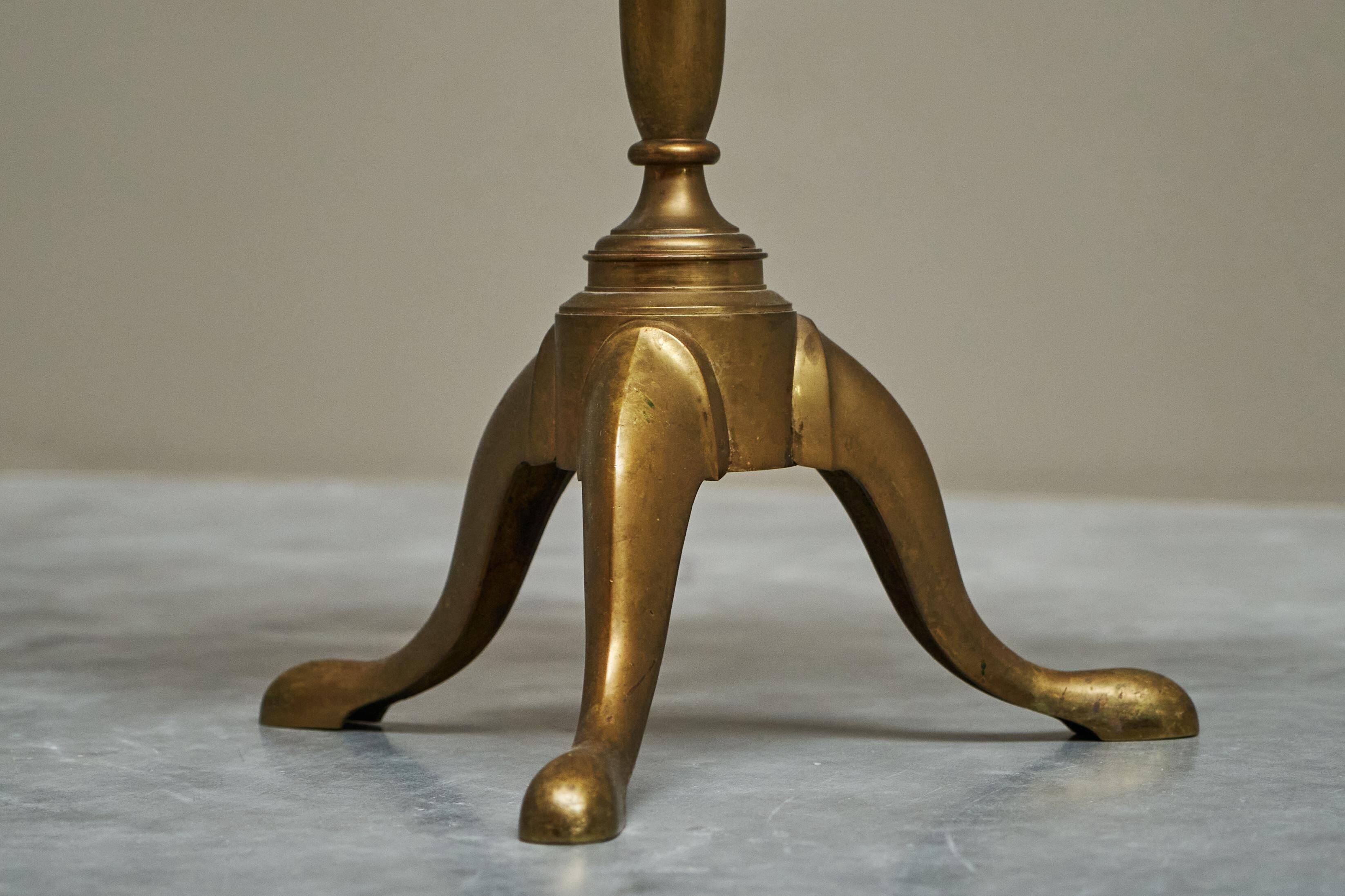 Antique wooden and brass side table, 19th century.