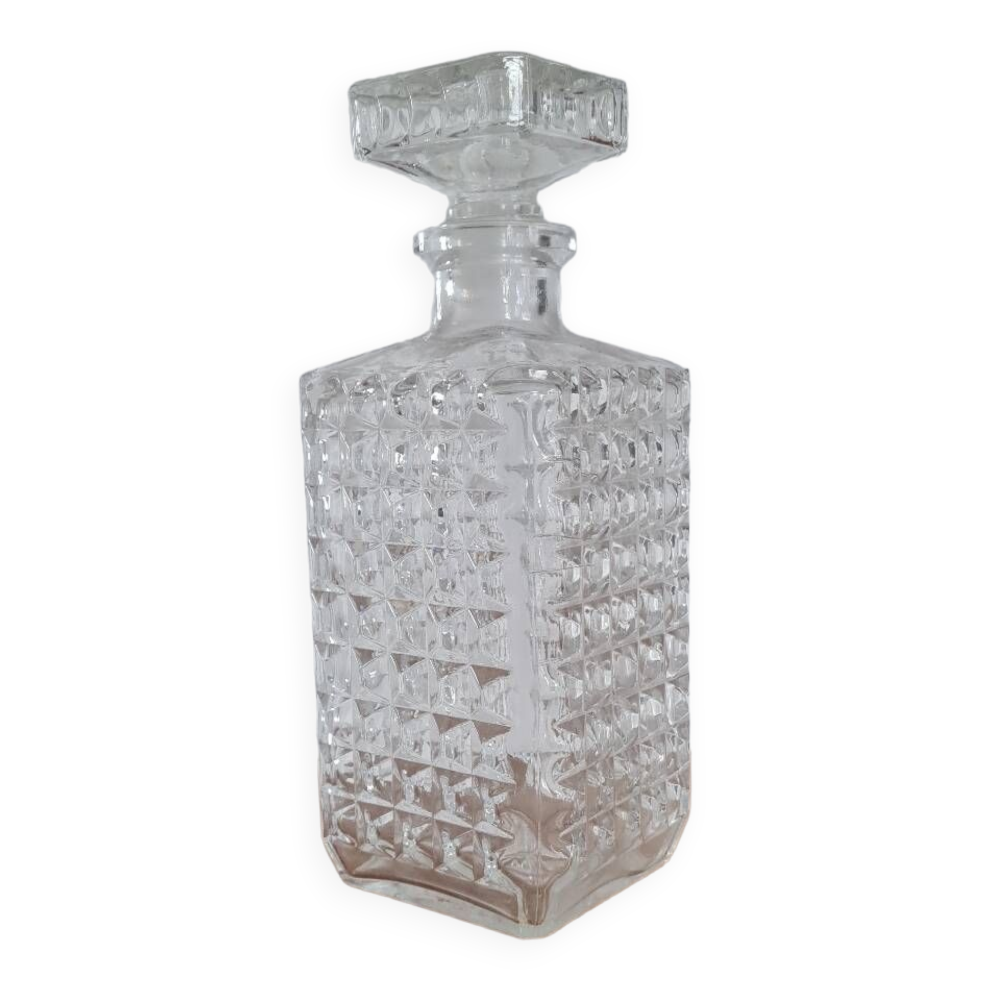 Chiseled glass whiskey decanter