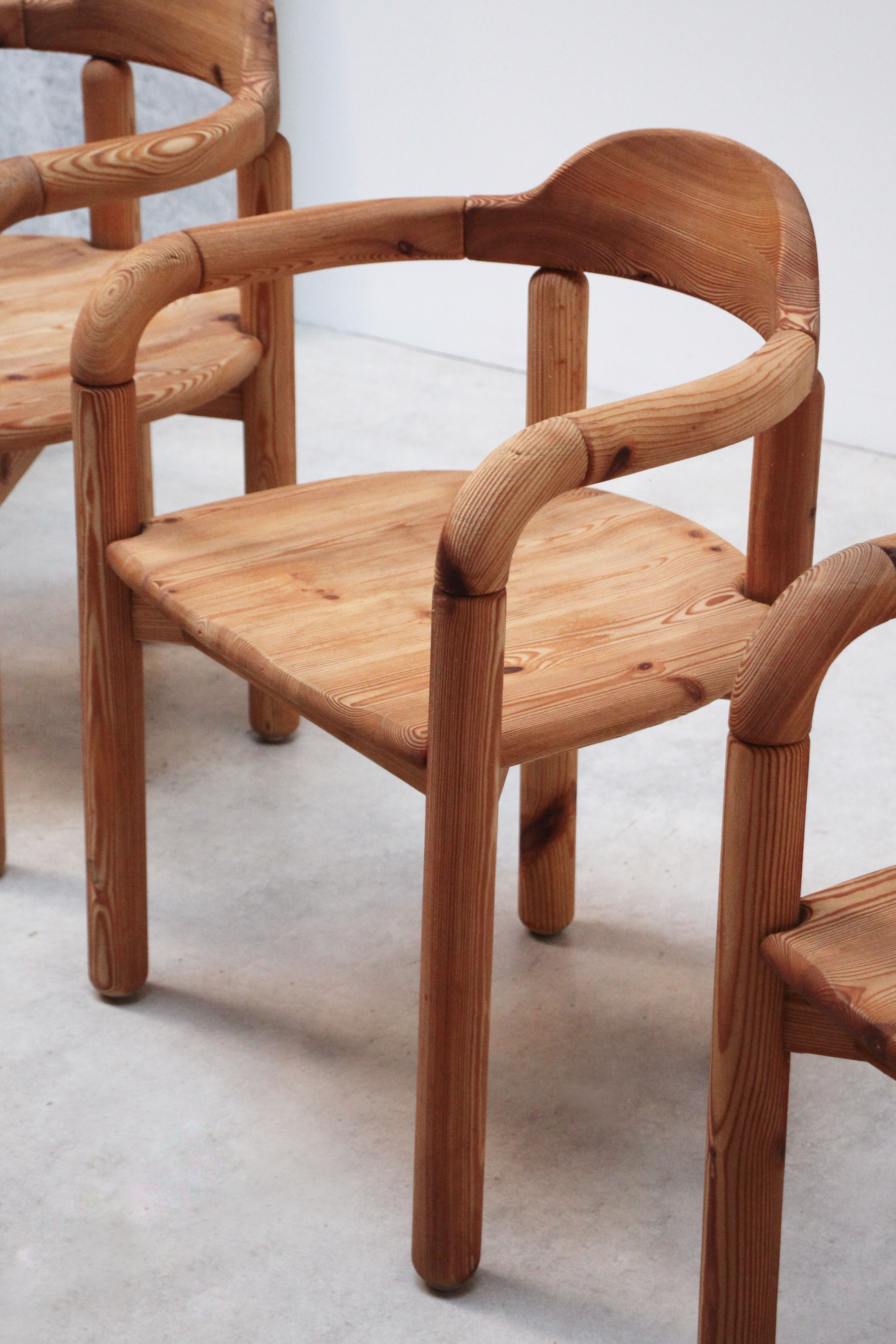 Series of 5 Scandinavian pine chairs