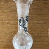 Glass vase broken effect tin thistle pattern