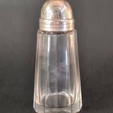 Christofle sugar bowl in cut crystal and silver-plated metal.