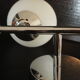 Pair of sconces with an opaline globe and chrome structure from the 1970s