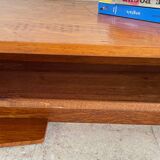 Vintage solid oak geometric wall shelf