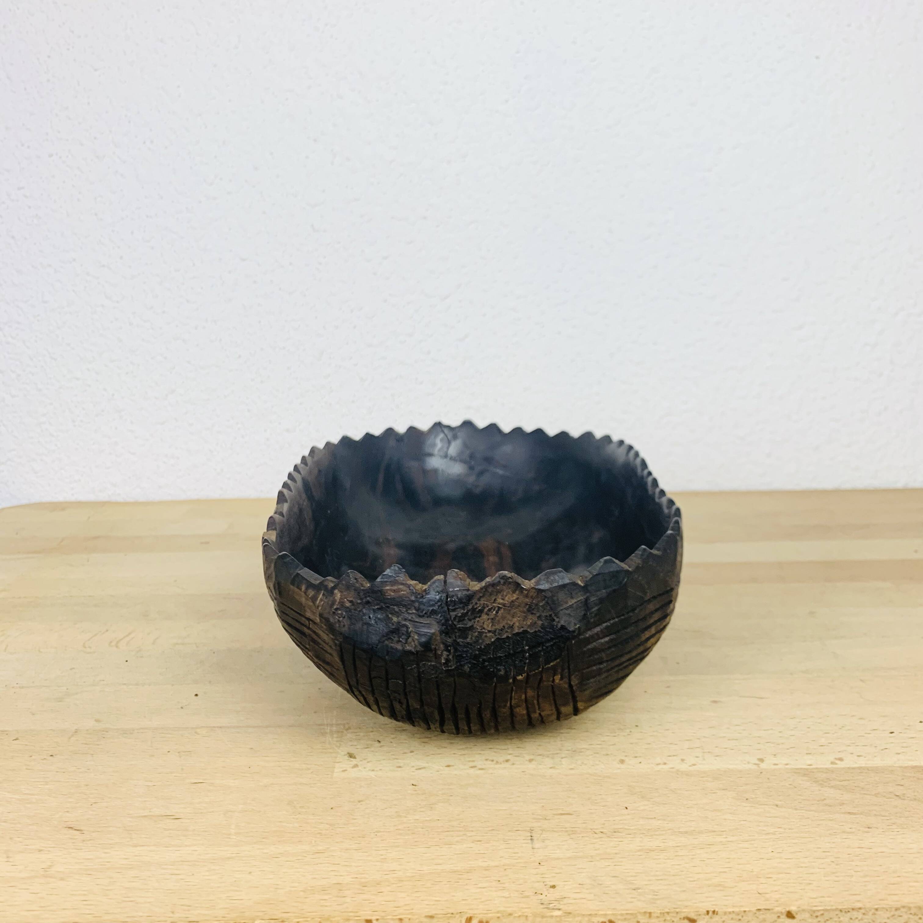 Ethnic style wooden fruit bowl