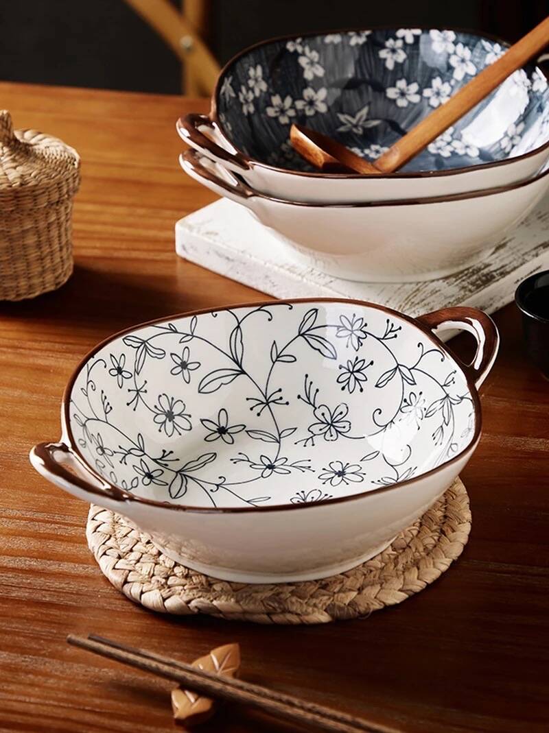 Vintage soup bowl with handle