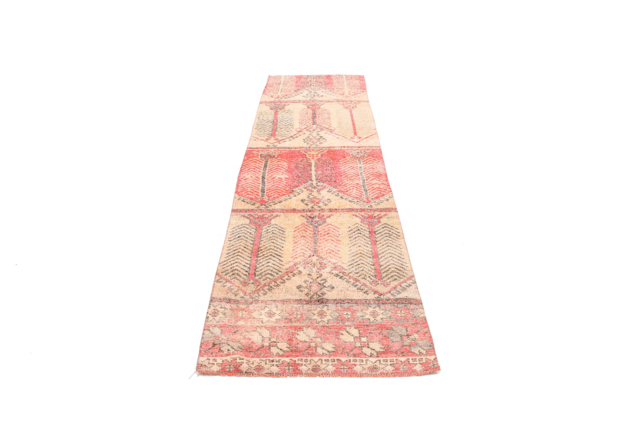 Pale Red & Peach Vintage Runner Rug, 80x301Cm