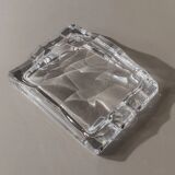 Large Vintage Clear Crystal Glass Ashtray by Sevres France - Structured Glass, 1970s French Table Decor