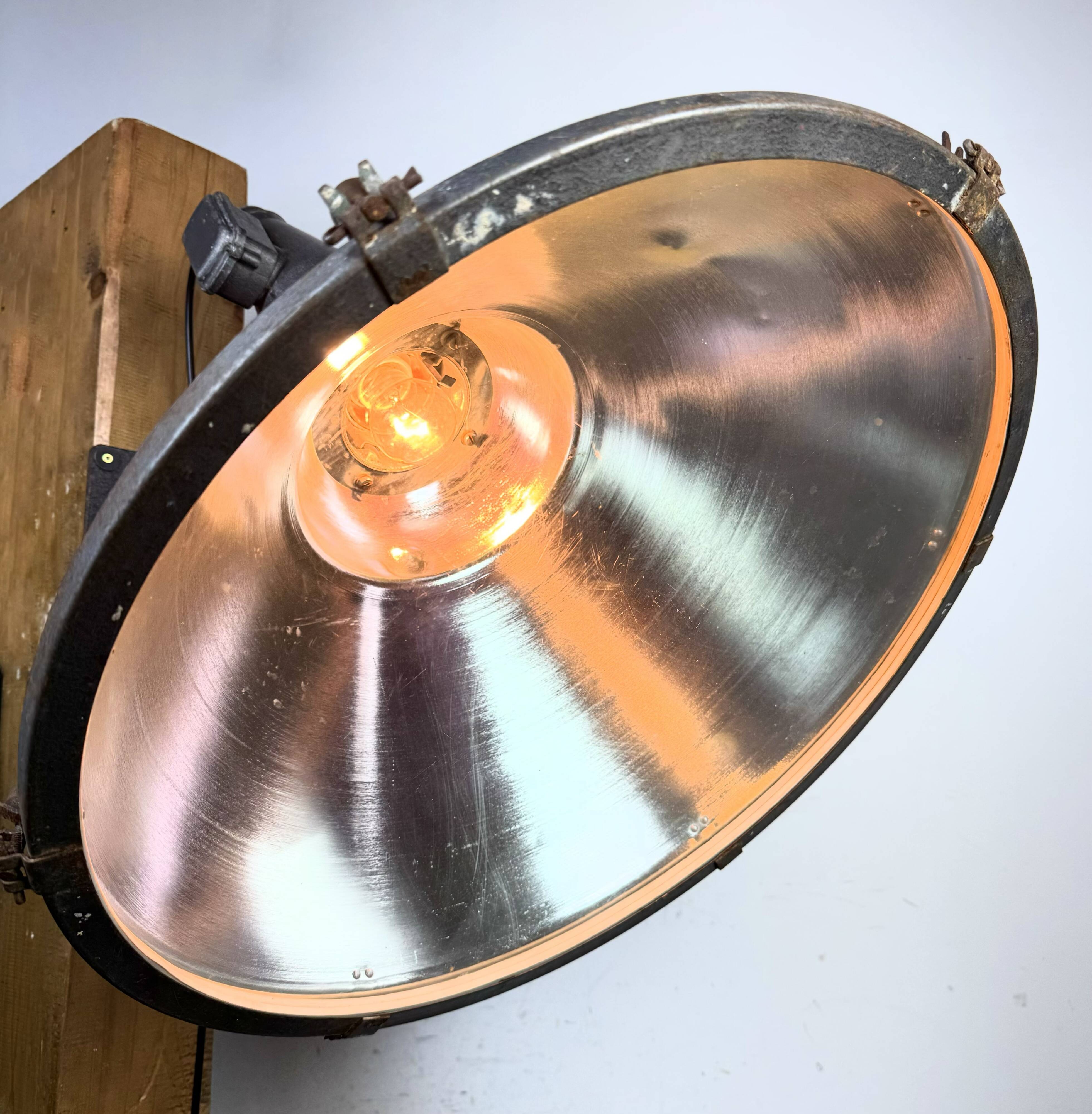 Large Vintage Industrial Aluminium Factory Wall Spotlight, 1970s