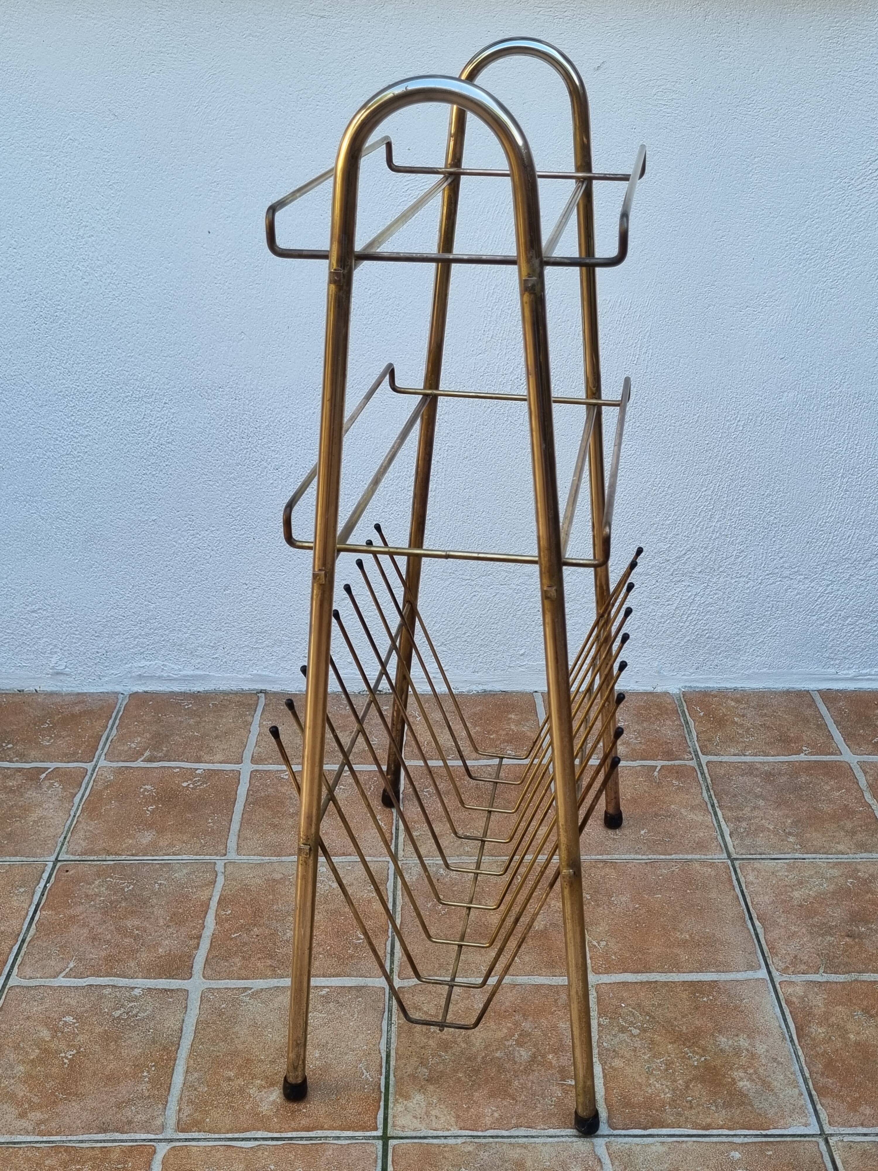 Entrance shelf shoe holder, vintage magazine door in tubular steel, 80 cm