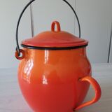 Old enamelled sheet metal cauldron