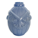 Art Deco vase in blue opaline glass