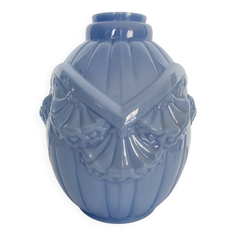 Art Deco vase in blue opaline glass