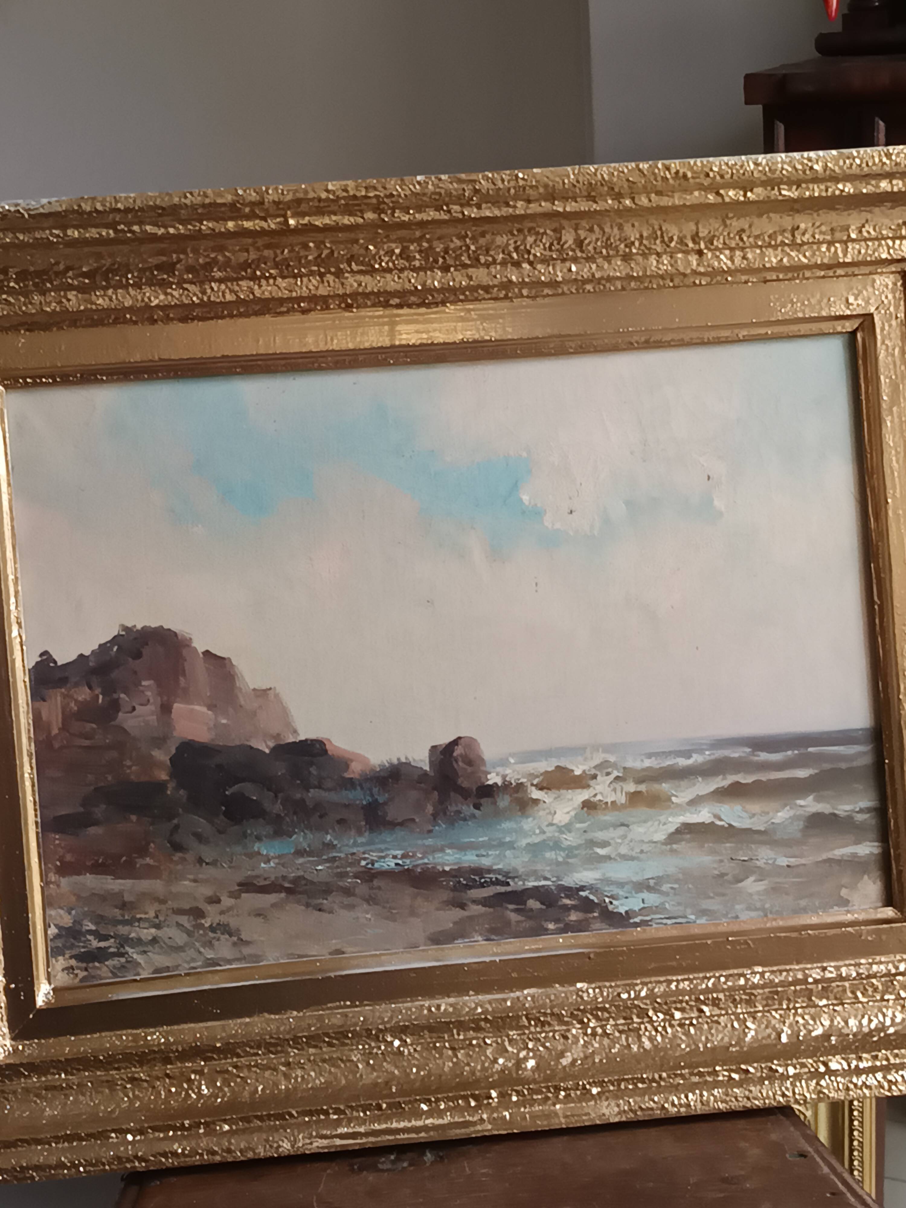 marine old rocky coast oil on canvas 1890 - 1910