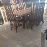 Dining table with extensions in walnut and mahogany and chrome around 1960