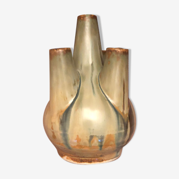 Vase soliflore à 5 tiges en grès flammé numéroté Denbac (?)