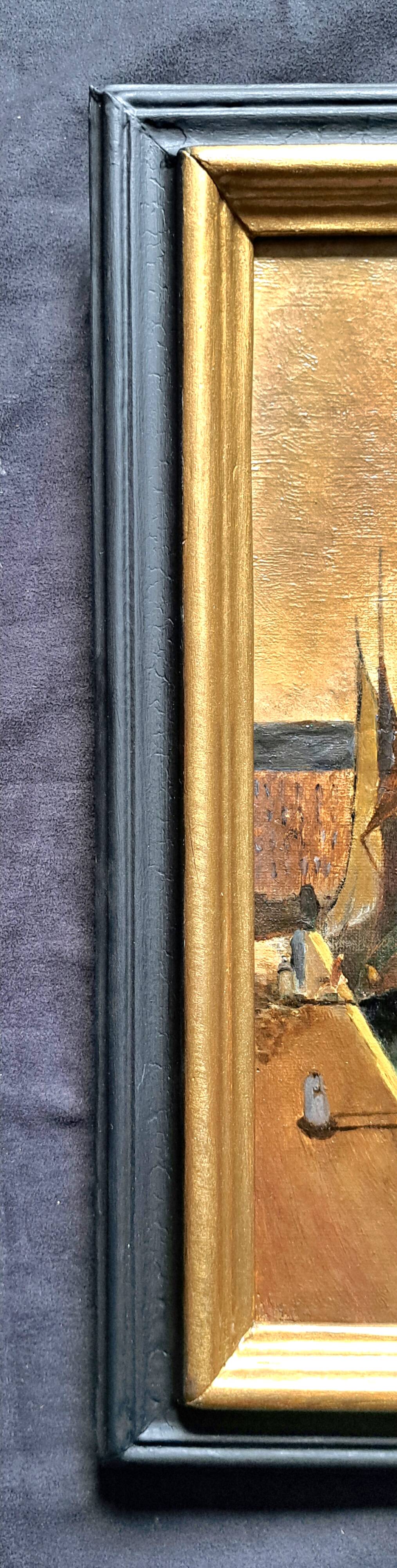 Impressionist painting signed, Oil on canvas, Marine French school 1888