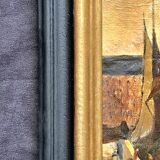 Impressionist painting signed, Oil on canvas, Marine French school 1888