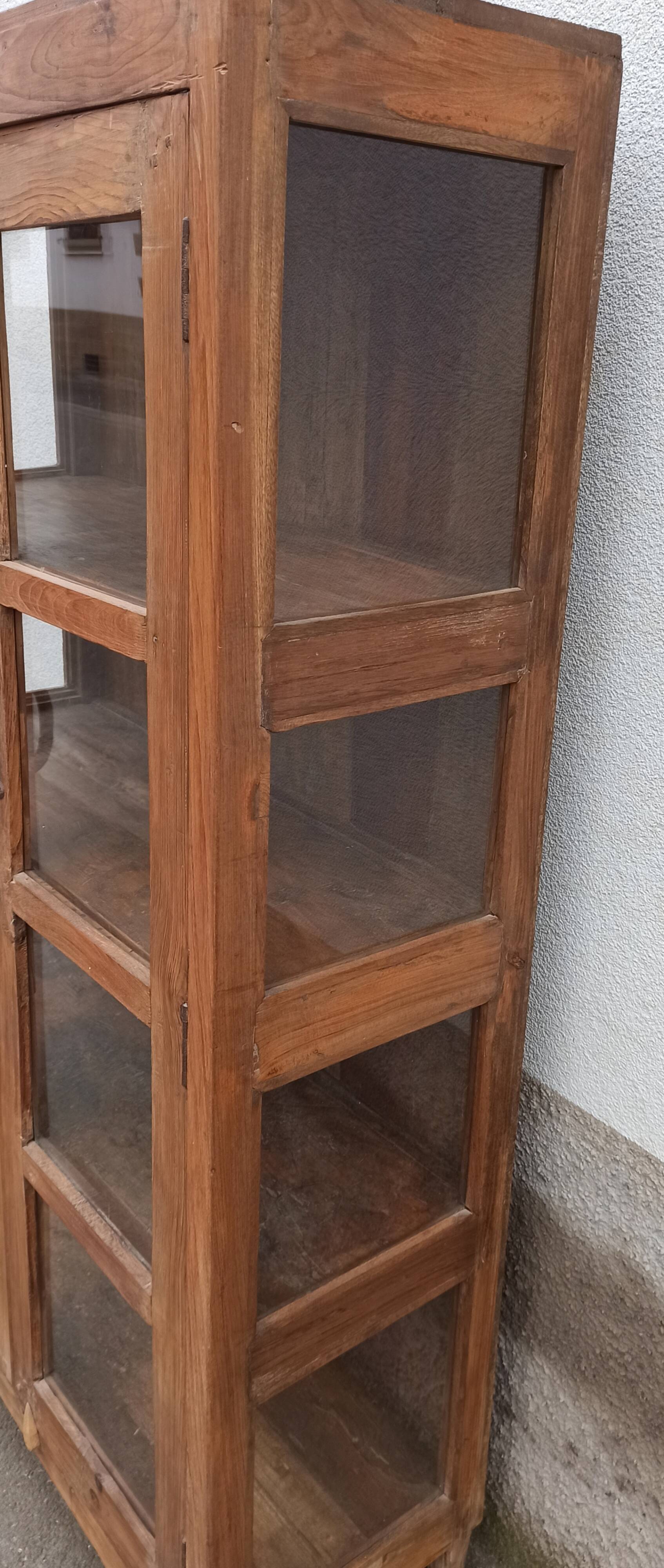 Old wooden cabinet display case with two doors