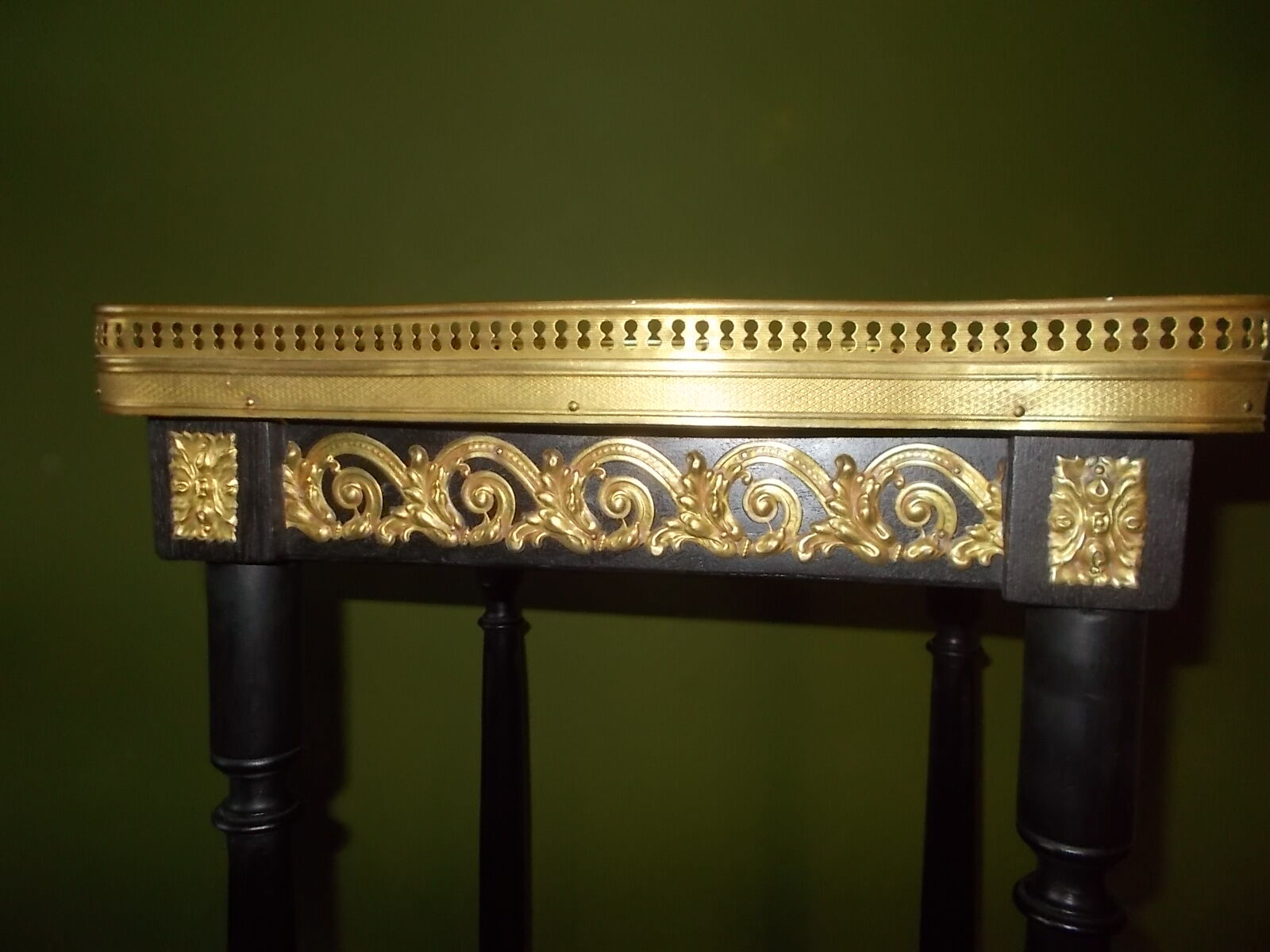 Napoleon III side table with marble top and openwork gallery.