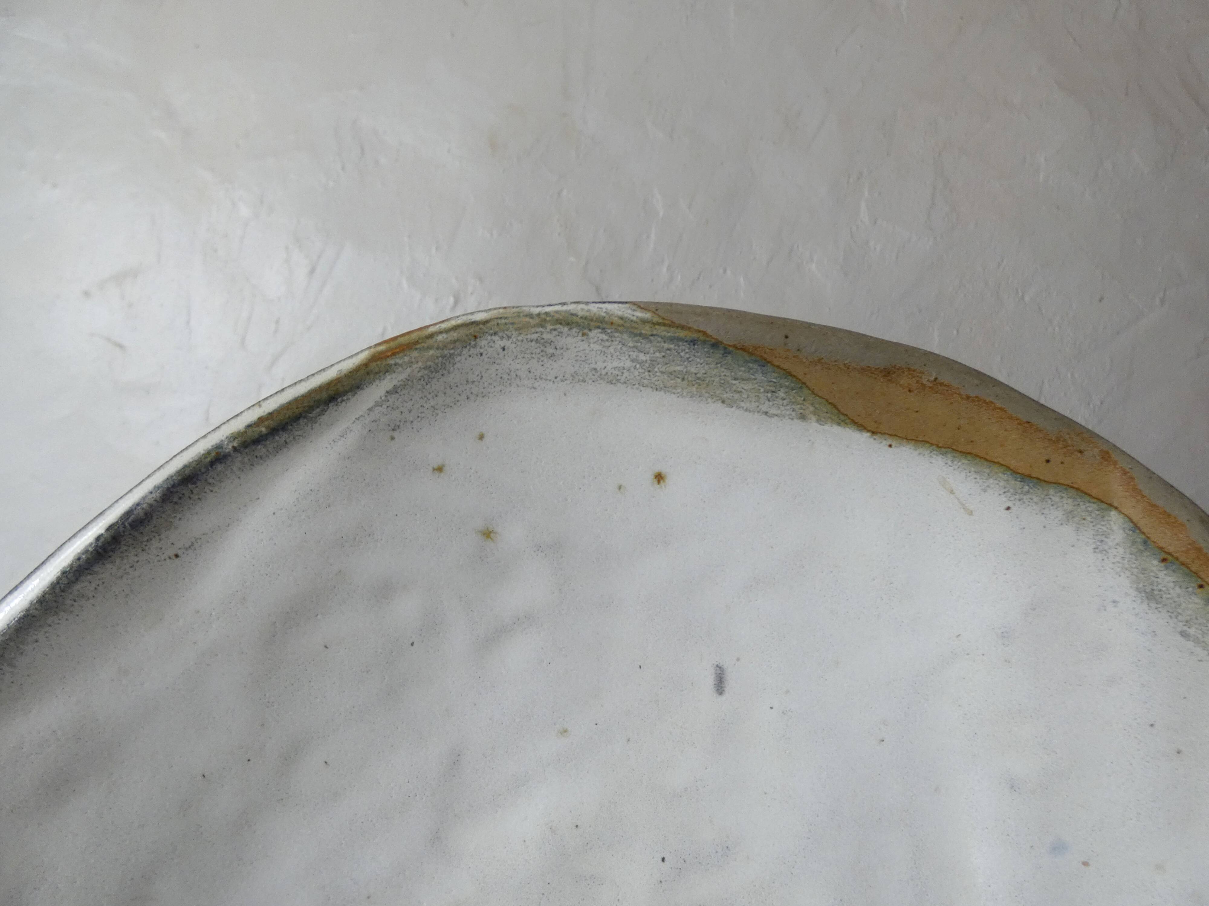 Enameled stoneware compote bowl