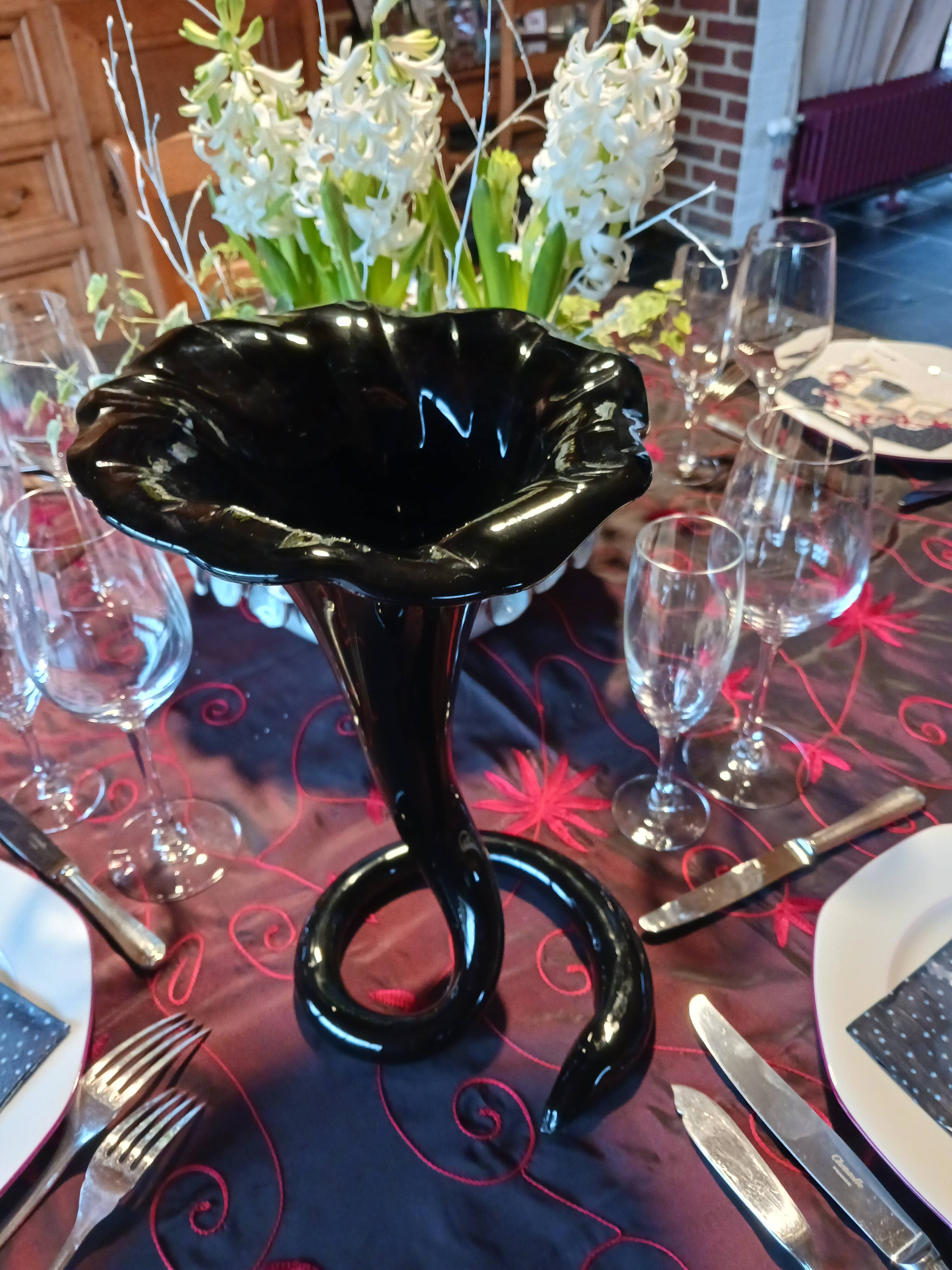 Black opaline vase