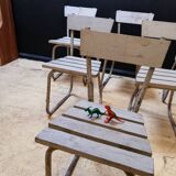 6 vintage garden chairs made of wood and metal