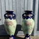 Paire de vases Satsuma japonais vintage du 20ème siècle en céramique décorée