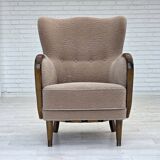 1960s, Danish armchair, blend wool fabric, beech wood.
