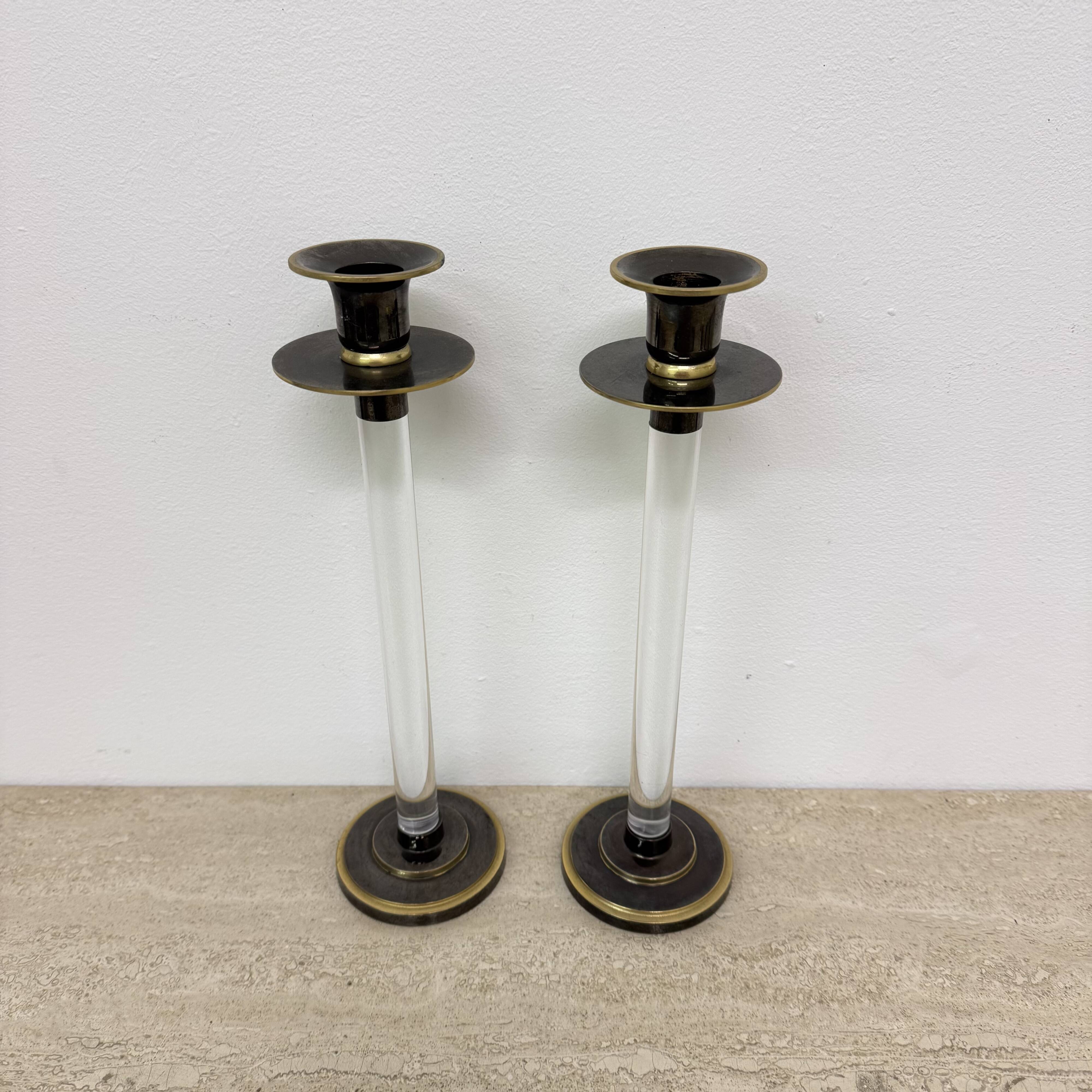 Set of 2 Caravell lucite candle sticks, 1970’s