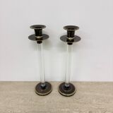 Lot de 2 bougeoirs en lucite Caravell, années 1970