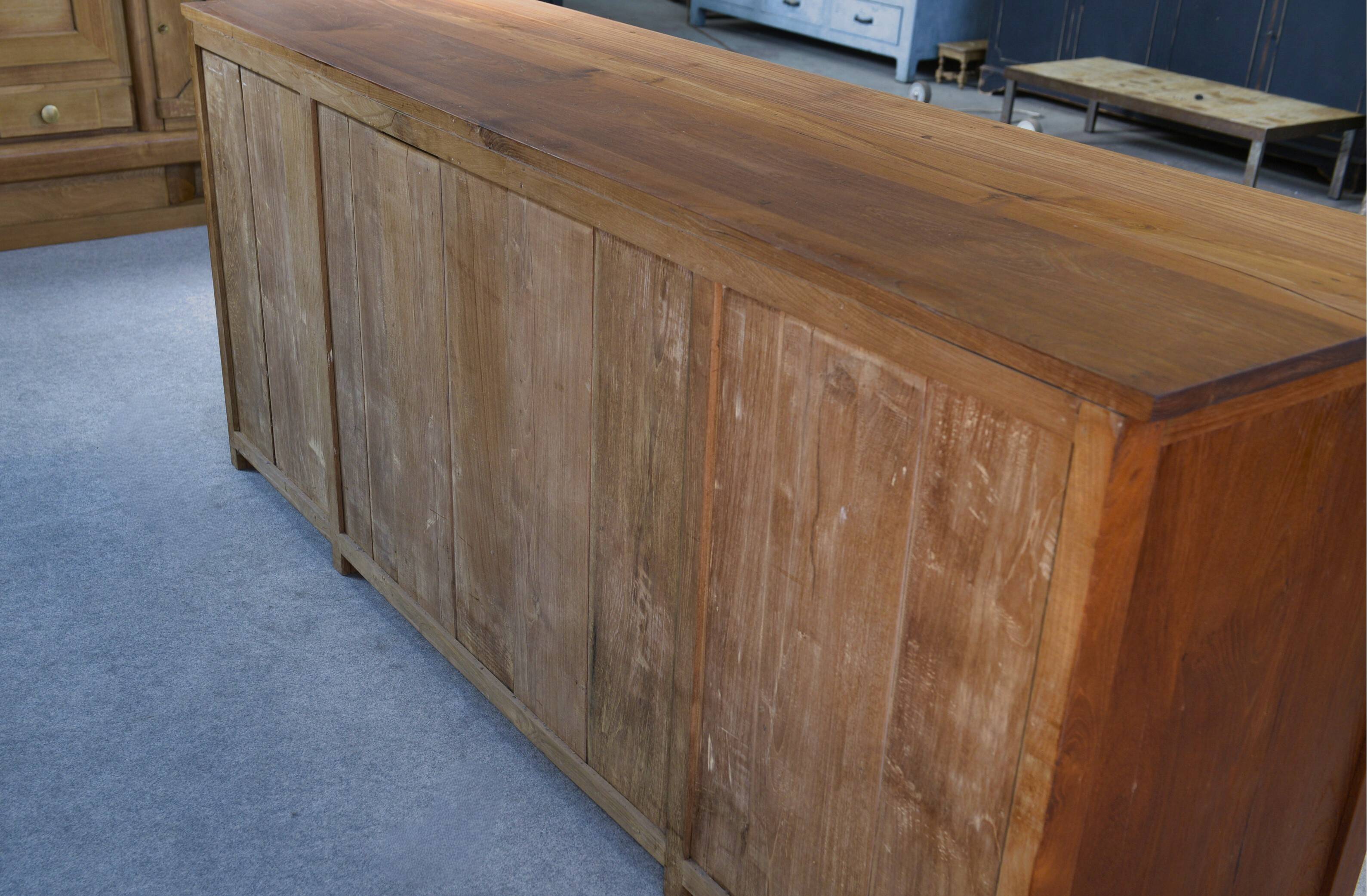Large teak sideboard with 6 drawers and 2 sliding doors