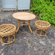 Vintage rattan garden furniture from the 1970s.