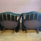 Pair of toad armchairs, duck green