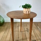 Tripod wood veneer side table 50-60s
