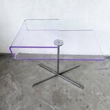 Transparent acrylic and chrome side table, 1970s design.