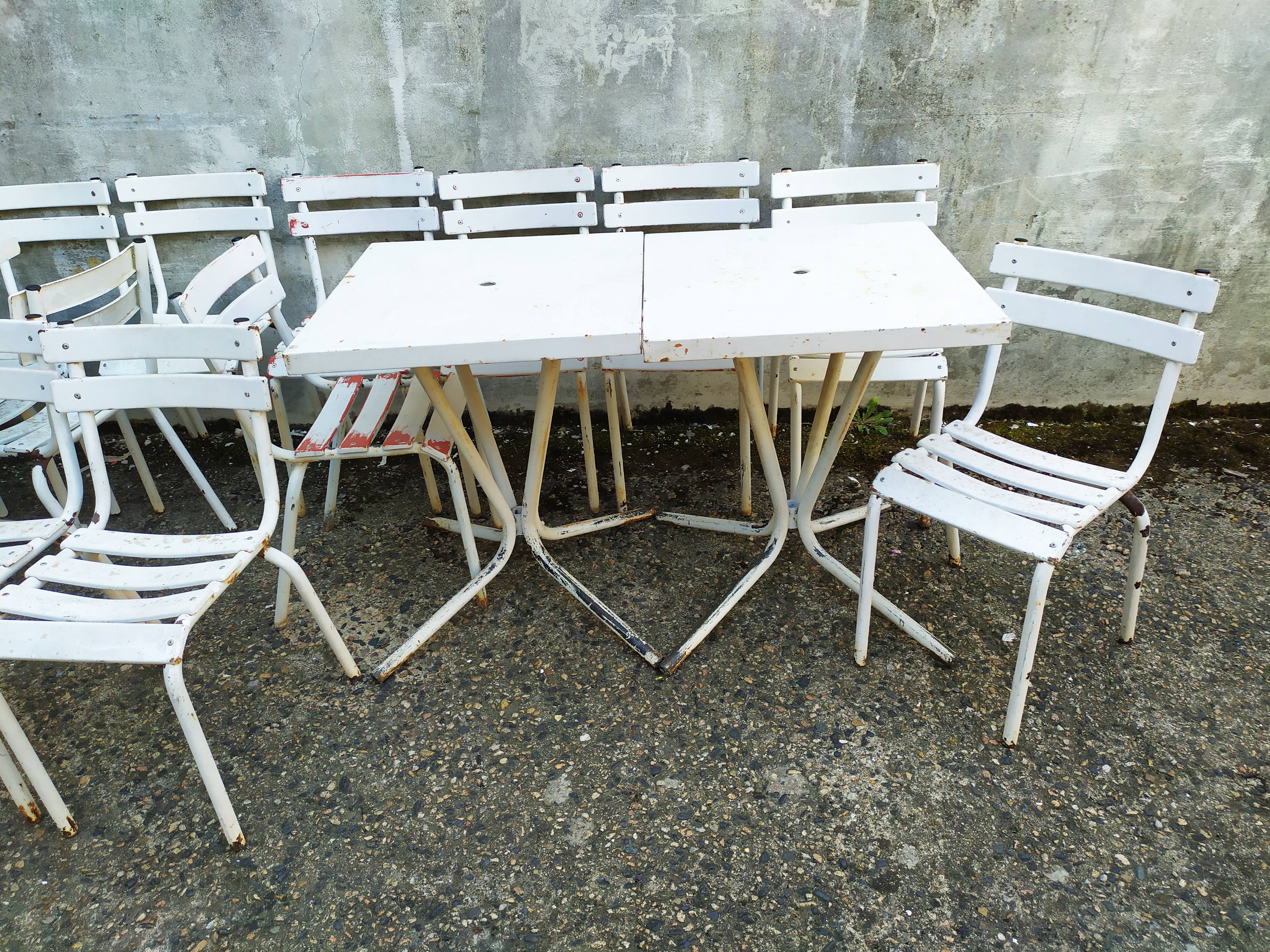 Set of chairs and tables bistro metal