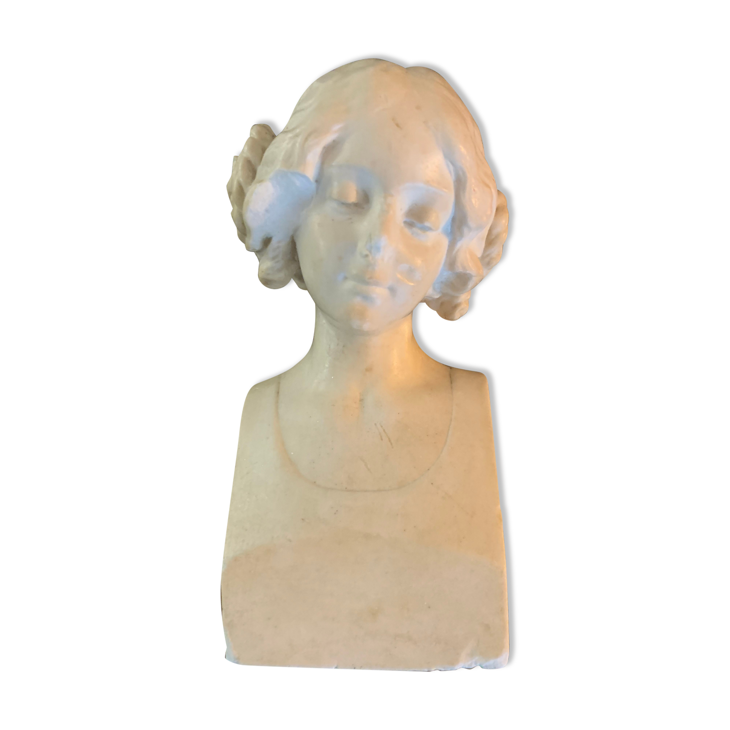 Fritz Kochendörfer, signed Hofkunstanstalt 1891 century, Münschen. Sculpture, original, albâ stone